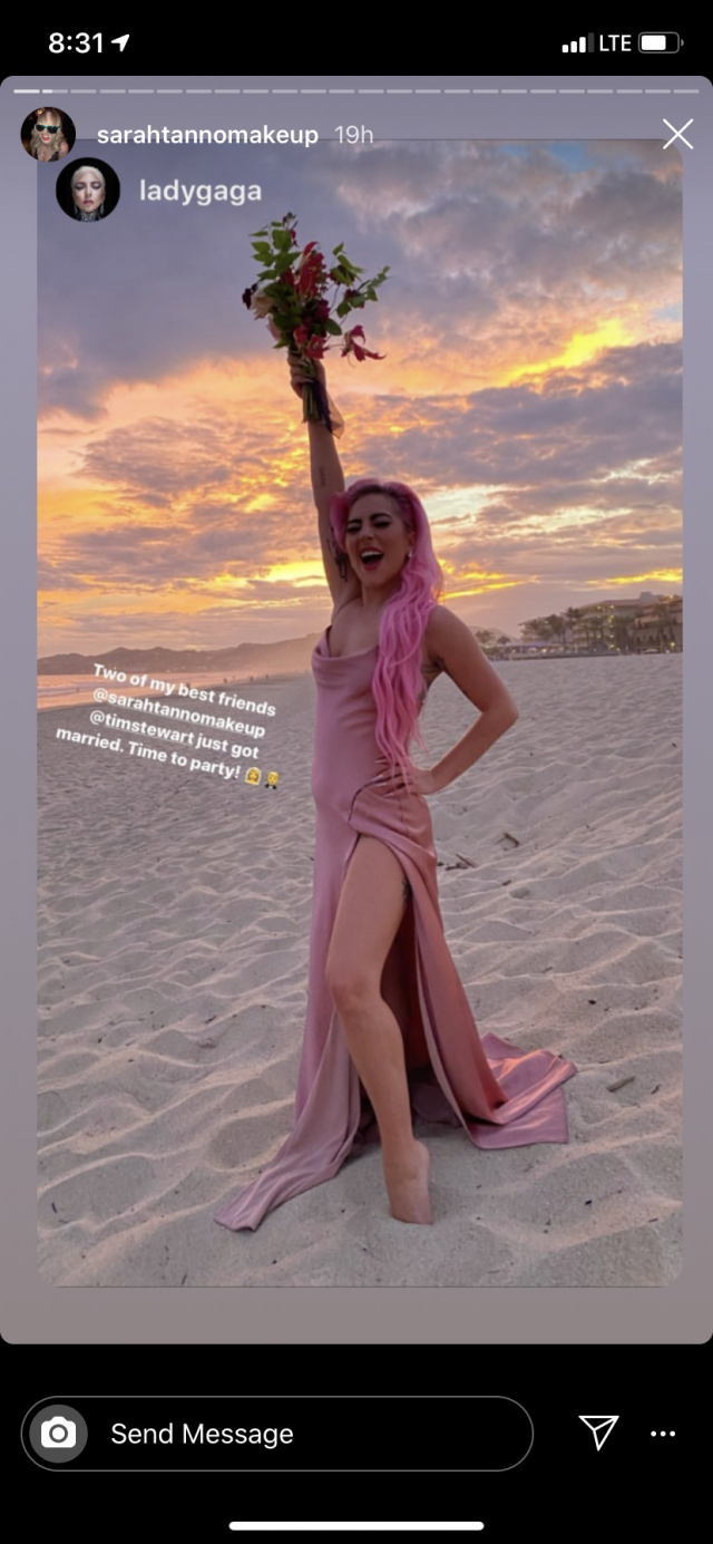 The 33-year-old singer rocked a dress with a thigh-high slit for her makeup artist's nuptials.