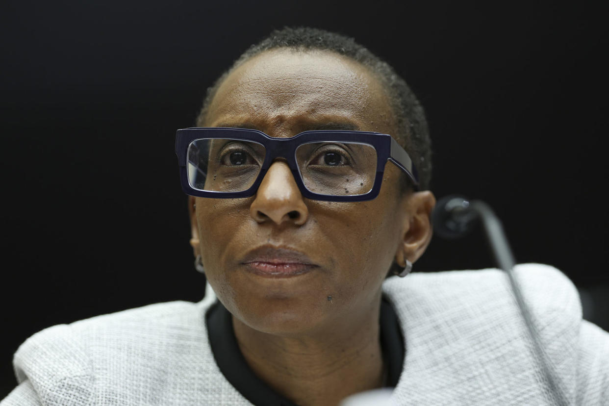 Dr. Claudine Gay, president of Harvard University, testifies before a House committee on Dec. 5, 2023. (Kevin Dietsch / Getty Images file)