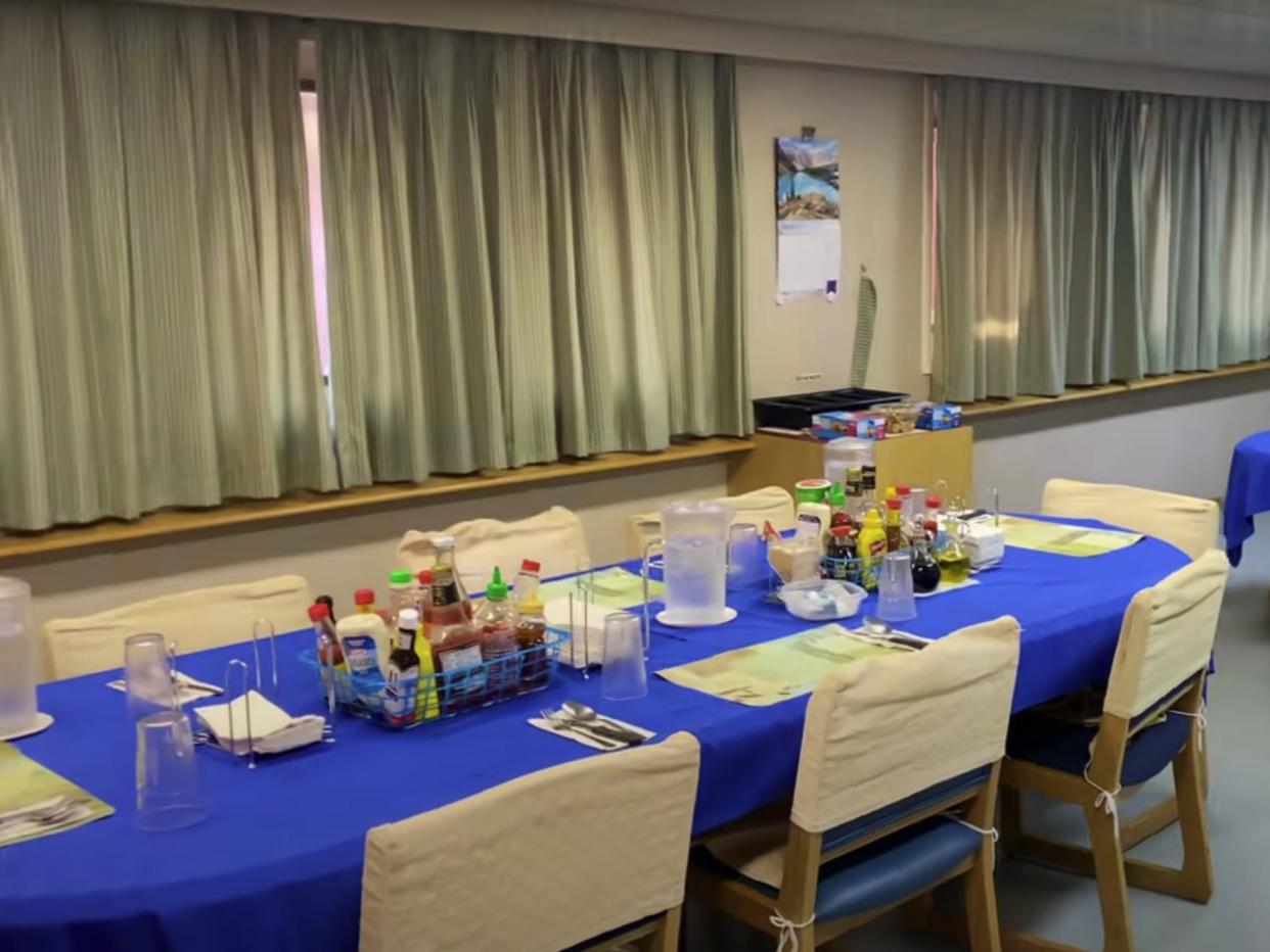 Officer's mess hall on a cargo ship