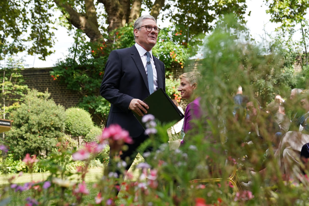 LONDON, ENGLAND - AUGUST 27: Prime Minister Sir Keir Starmer leaving after his speech and press conference in the Rose Garden at 10 Downing Street on August 27, 2024 in London, England. The Prime Minister said 