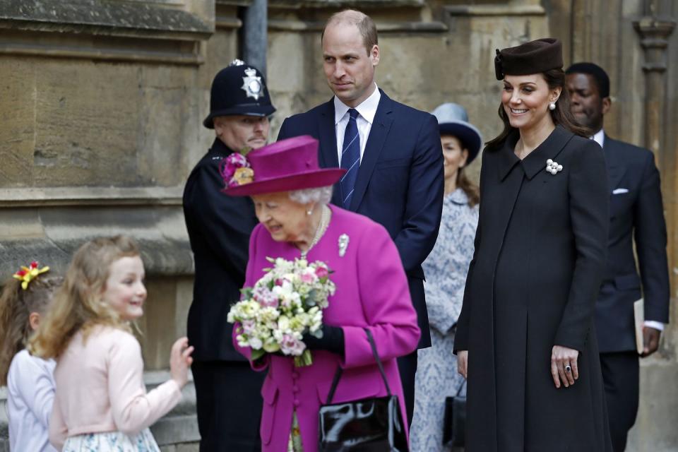 The Queen, Prince William, and Kate Middleton