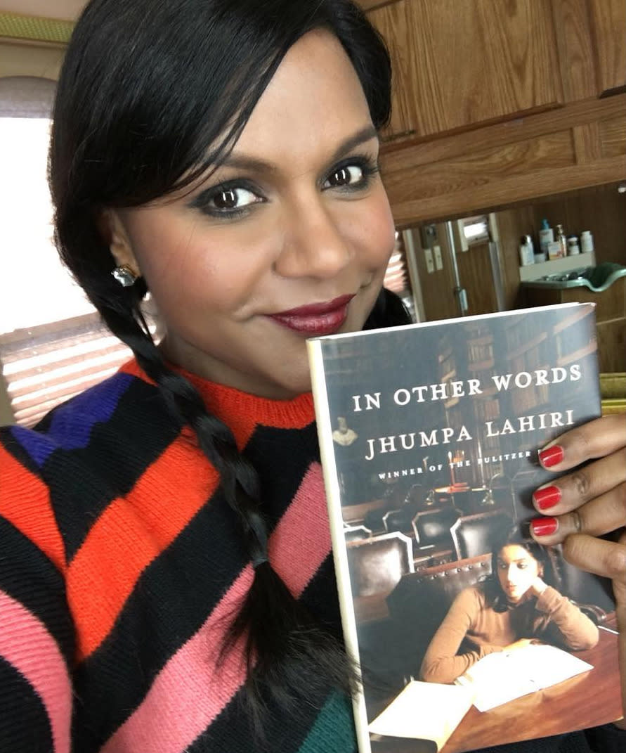 Mindy Kaling, joking about her character on “The Mindy Project,” Mindy Lahiri, being related to award-winning author Jhumpa Lahiri, who’s new autobiographical book will be released on Feb. 9: “I couldn’t be more excited for this. New nonfiction from my fictional character’s estranged cousin, Jhumpa Lahriri. She wrote essays in Italian which have been translated into English for our enjoyment, essentially her version of a literary mic drop. YASSS QUEEN” -@mindykaling (Photo: Instagram)