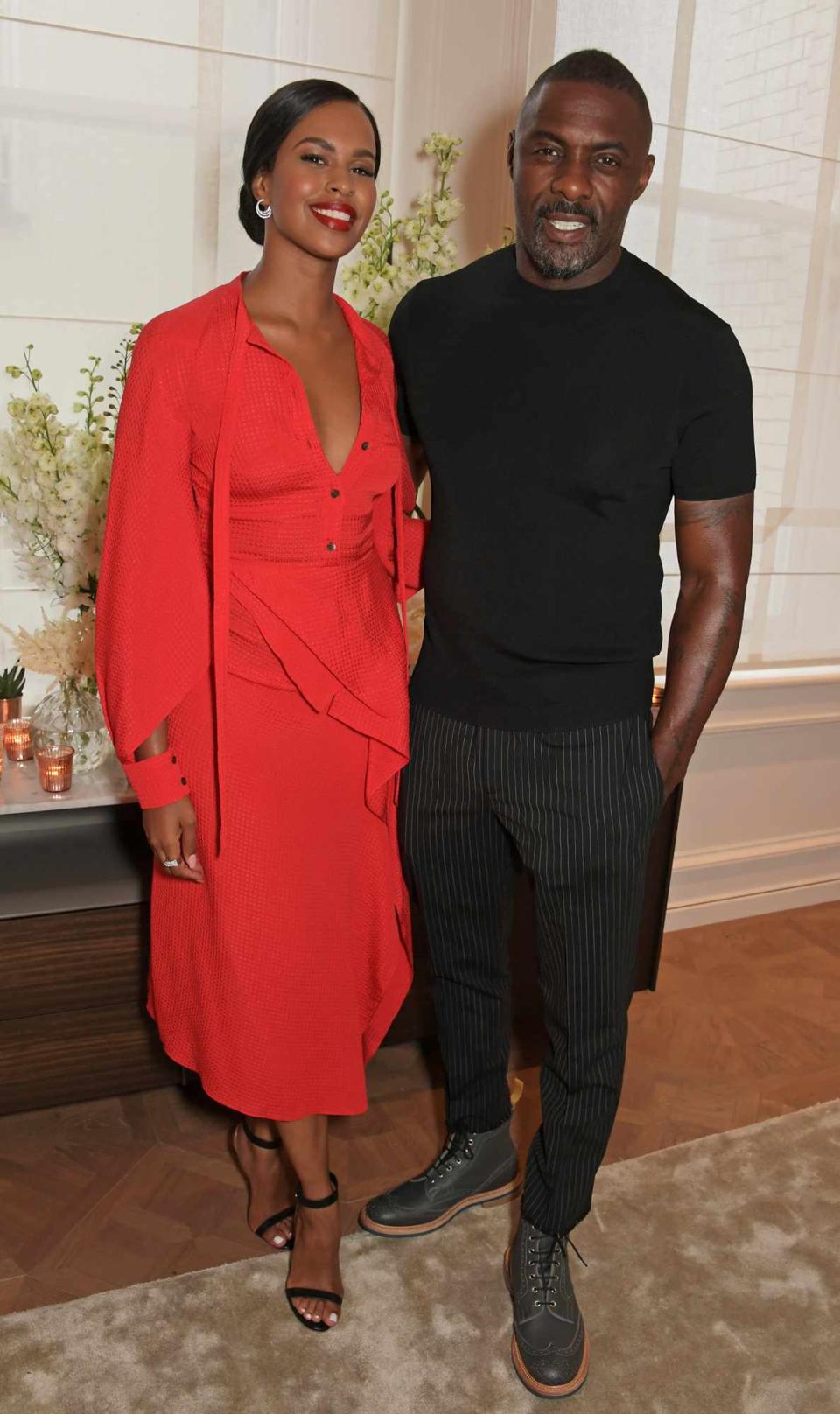 Sabrina Dhowre Elba and Idris Elba attend the Cartier and British Vogue Darlings Dinner at the Residence at Cartier New Bond Street on June 5, 2019 in London, England