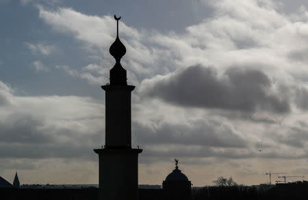 The minaret of the Brussels' Great Mosque is seen in Brussels, Belgium January 19, 2018. Picture taken January 19, 2018. REUTERS/Yves Herman