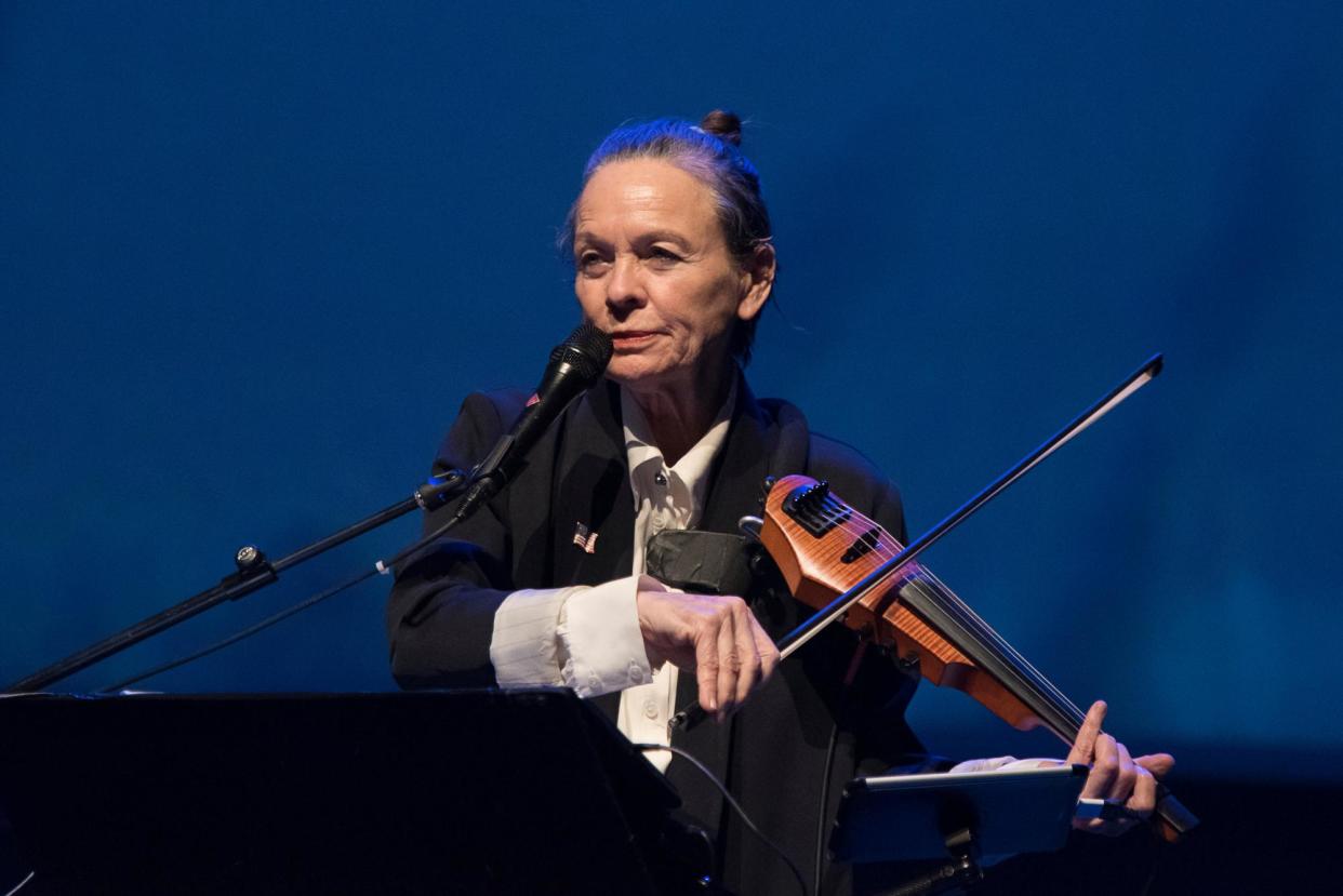 <span>Laurie Anderson performs at the Royal Festival Hall on 18 May 2017 in London, England.</span><span>Photograph: Imelda Michalczyk/Redferns</span>