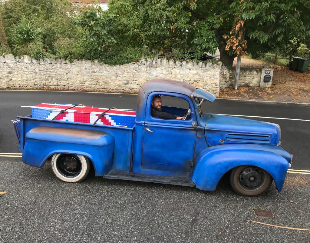 Coffin at back of truck