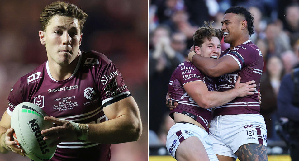 Jamie Humphreys scored a try in a superb NRL debut for Manly against Newcastle in round 19. Pic: Getty