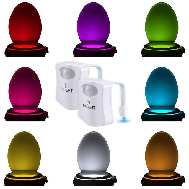 Original Toilet Night Light 2 Pack, Motion Sensor Activated LED Lamp, Fun 8  C