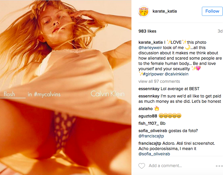 The Model From Calvin Klein's Controversial Upskirt Ad Has a Message for  Those Offended