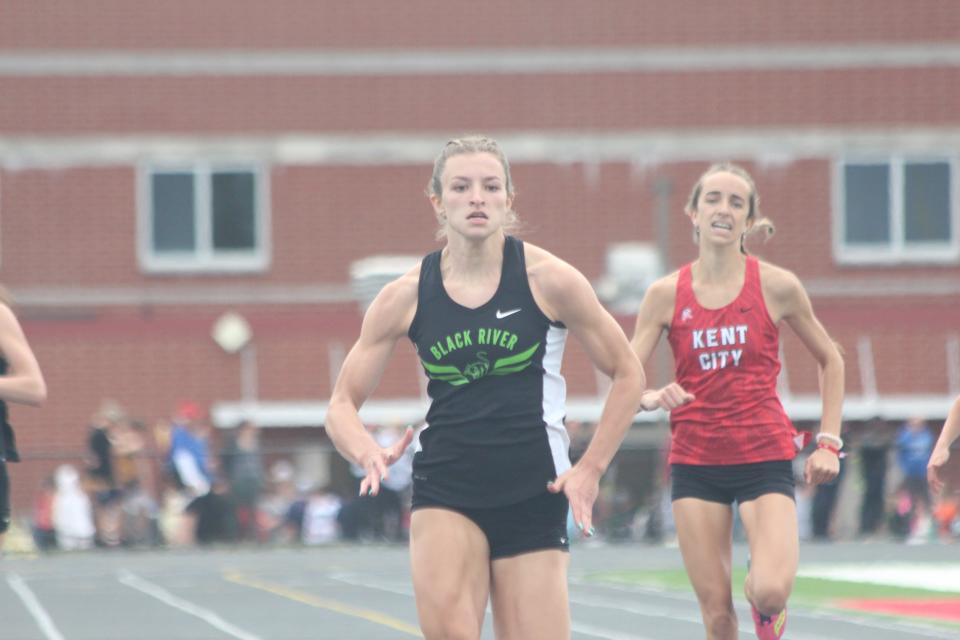 Black River's Kylee Poulton sprinting to a win in the 100 at the state finals