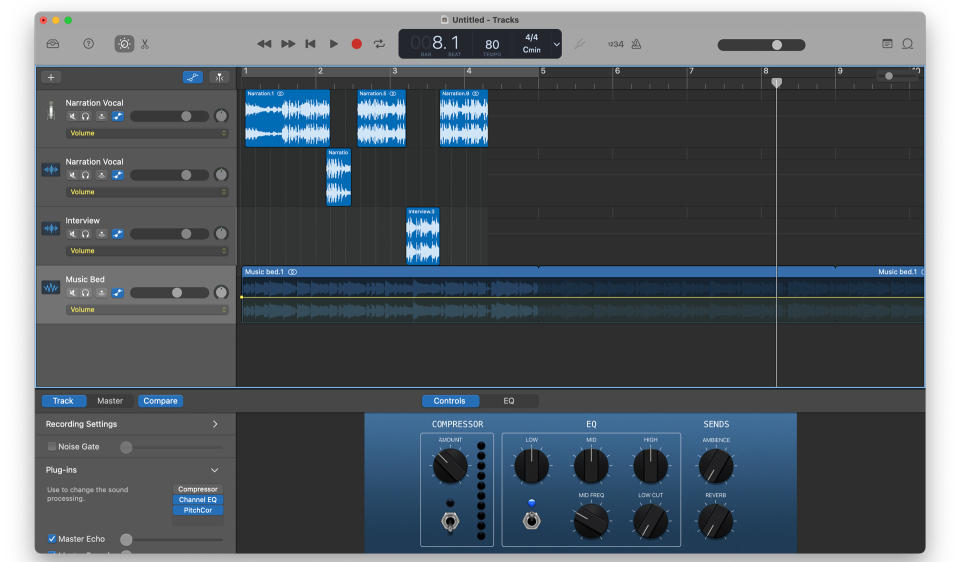 screenshot of GarageBand 