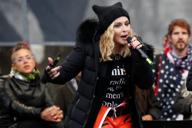 Madonna at the Women's March in Washington, D.C., on Saturday.