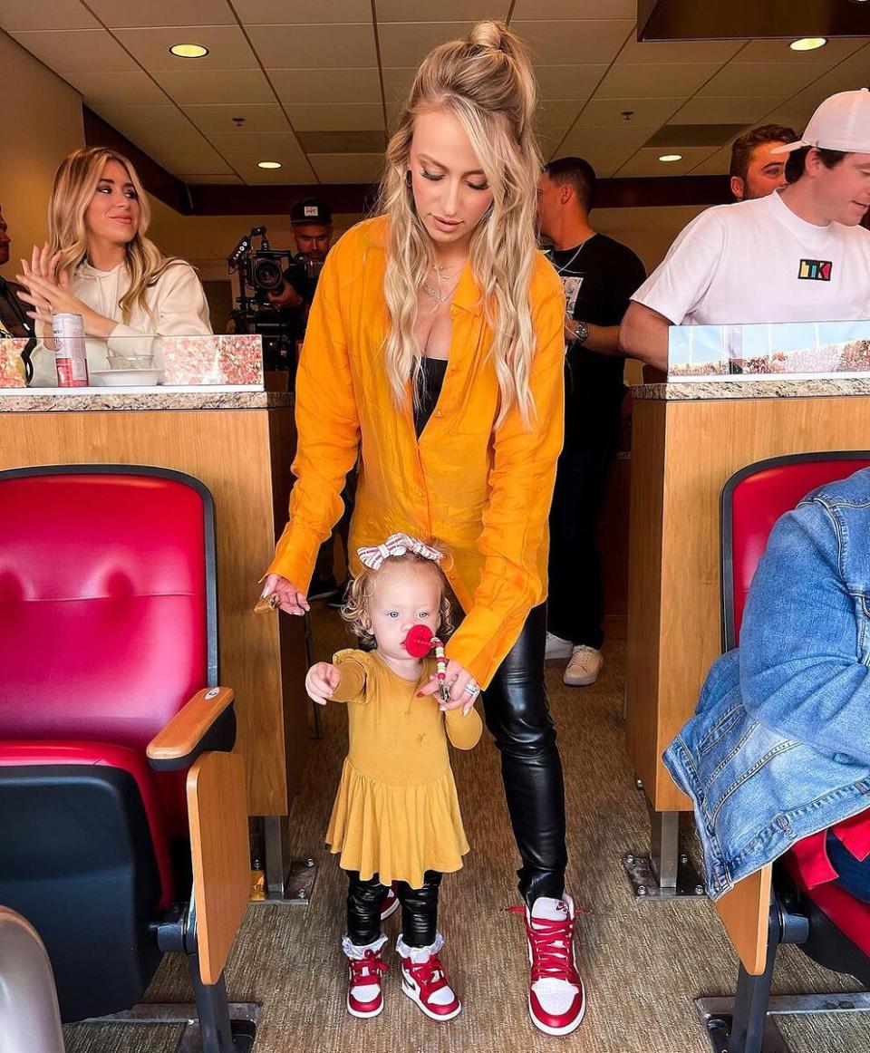 Pregnant Brittany Mahomes and Her 'Twin Girl' Sterling Match in Cute Fall Outfits on Game Day