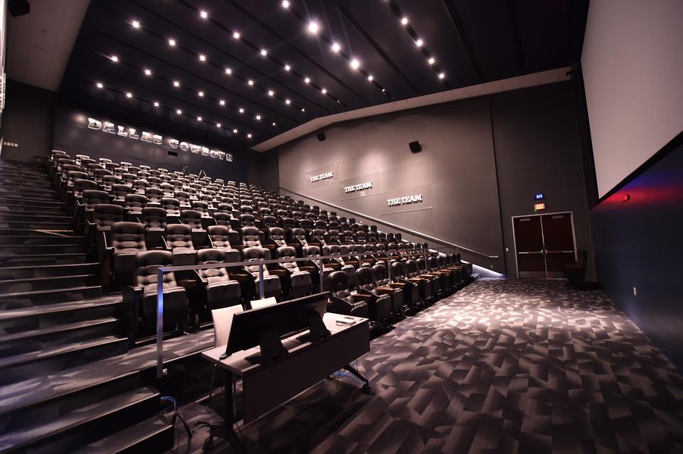 The team meets with the coaching staff, led by Jason Garrett, in this auditorium every morning before practice. "The Joneses have done an amazing job constructing [The Star]," says Garrett.