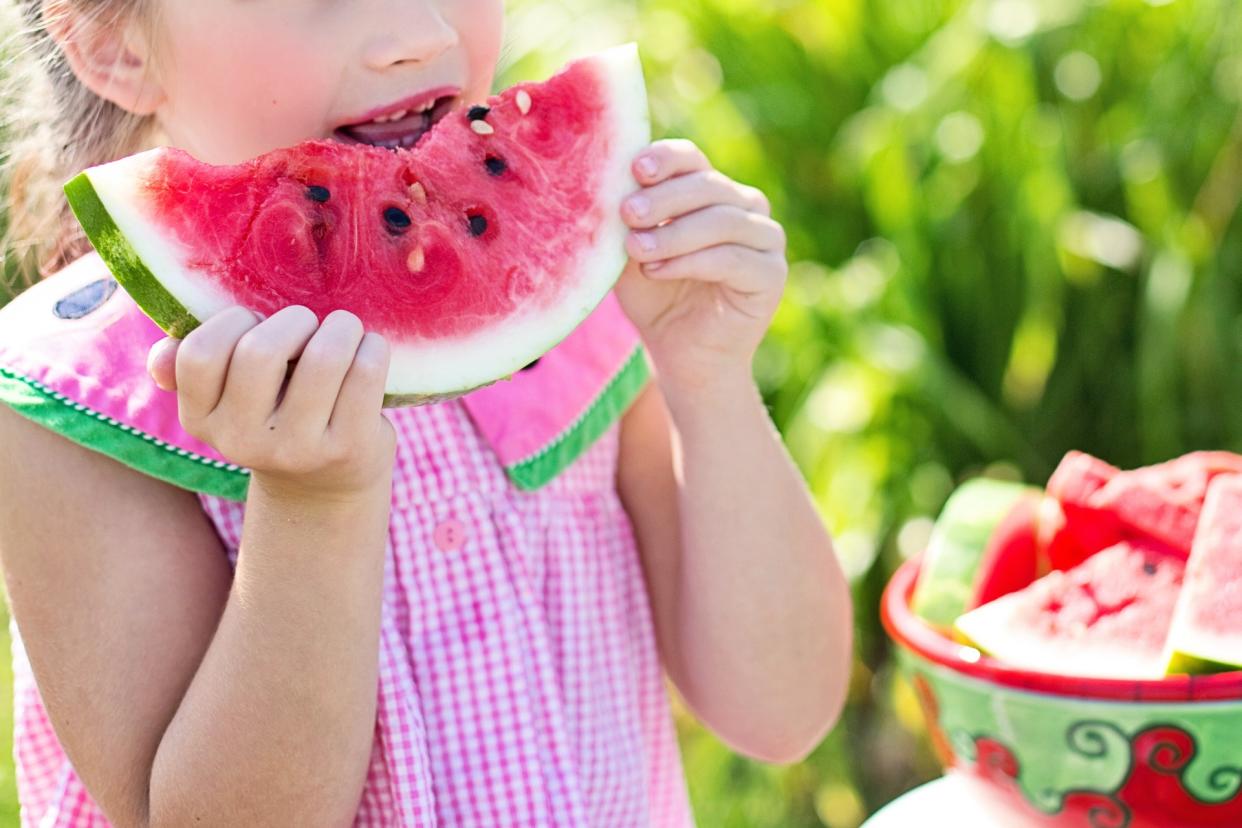 Eating watermelon