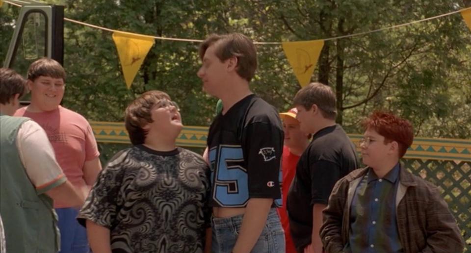 A counselor in the comedy movie wears a cropped Carolina Panthers shirt. It was filmed in the Hendersonville area.