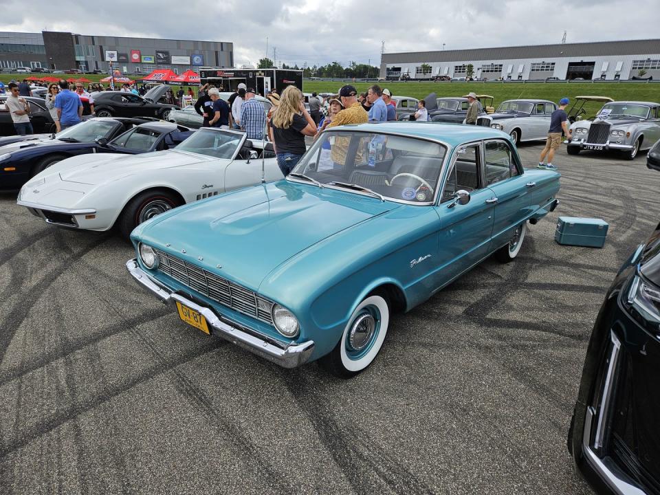 1960 ford falcon at m1 concourse vintage cars and coffee 2024