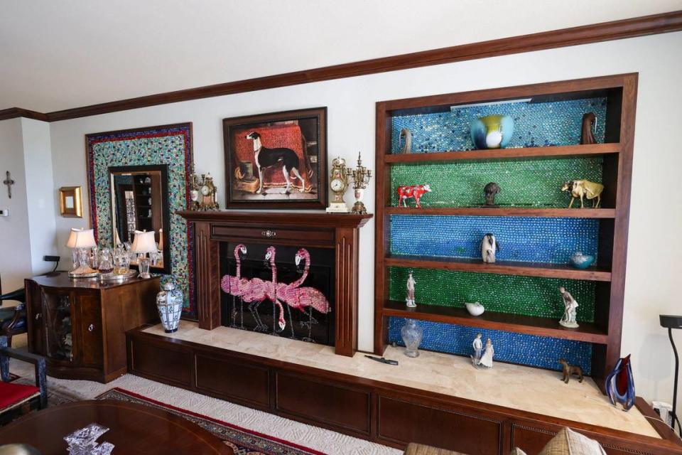 Mosaic tiles accent the living room in the San Luis Obispo home owned by Bruce and Suki Mason, seen here on May 10, 2024.