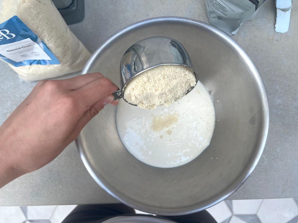 Adding the almond flour.