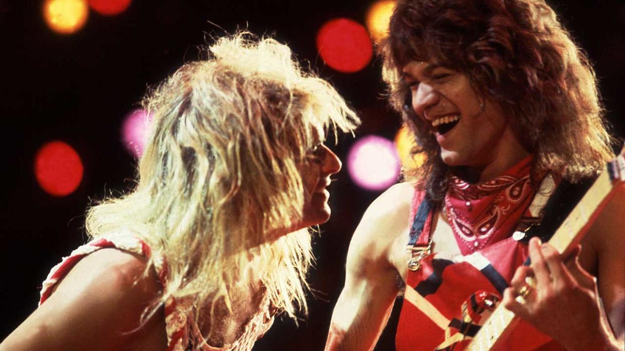  Dave Lee Roth and Eddie Van Halen onstage at the US Festival. 