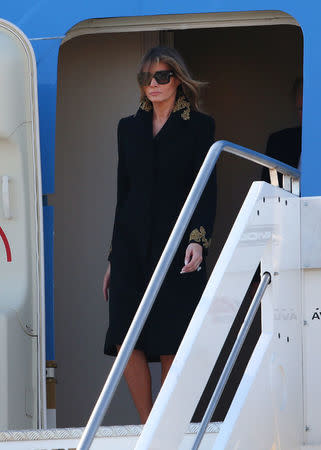 U.S. first lady Melania Trump arrives at the Leonardo da Vinci-Fiumicino Airport in Rome, Italy, May 23, 2017. REUTERS/Alessandro Bianchi