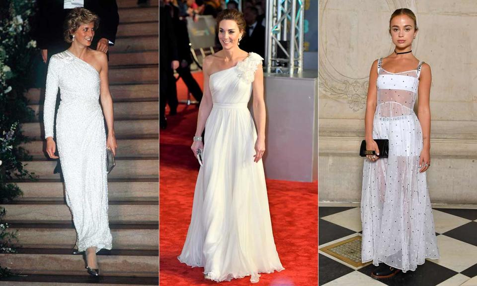 The Duchess of Cambridge had an ethereal red carpet moment at the BAFTAs on Sunday, wearing a stunning one-shouldered white evening dress. The floor-length gown, which featured a cinched-in waist and beautiful floral applique detail, saw Kate named as one of the best dressed of the night, holding her own against some of the biggest Hollywood stars.