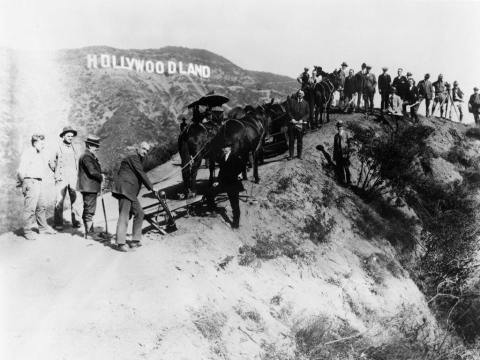 The Hollywood sign under construction