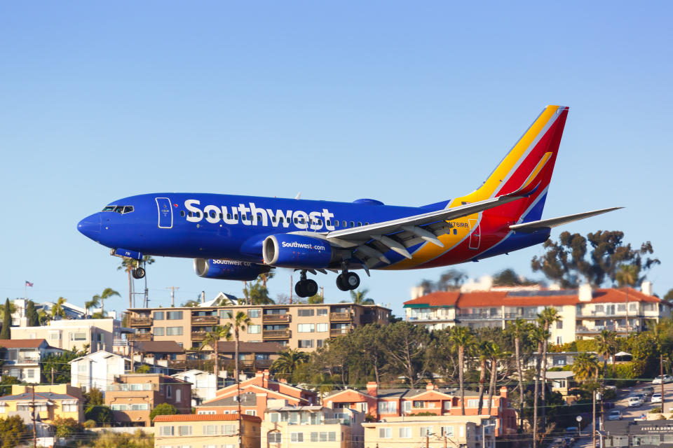 San Diego, United States – April 13, 2019: Southwest Airlines Boeing 737-700 airplane at San Diego airport (SAN) in the United States.