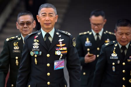 Thailand's Royal Army Chief General Apirat Kongsompong arrives before an interview with members of foreign media at the Thai Army headquarters in Bangkok