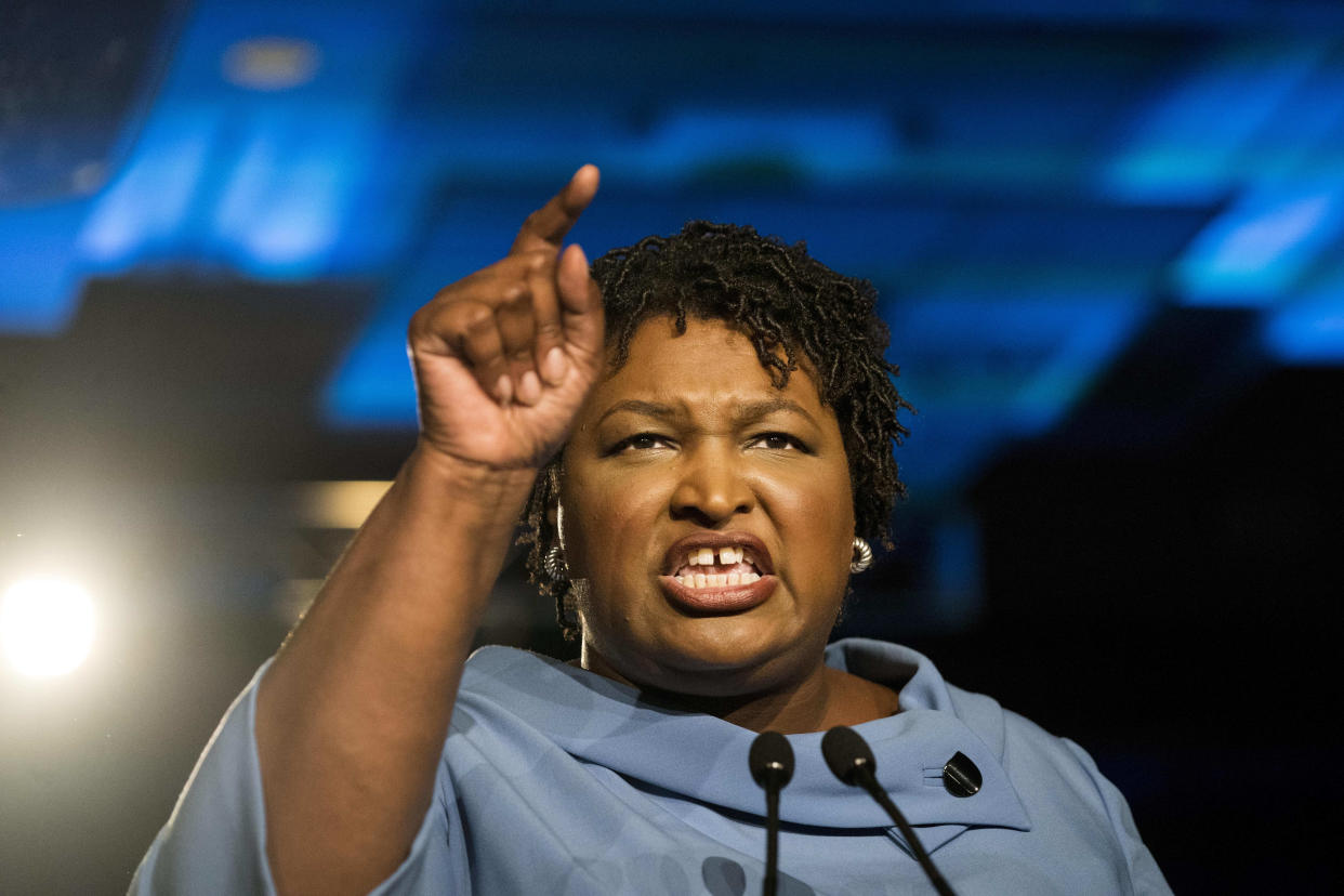 Democratic gubernatorial nominee Stacey Abrams speaks to supporters on election night in Atlanta on Nov. 6, 2018. (Photo: Melina Mara/Washington Post via Getty Images)