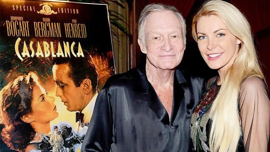Hefner with his 20-year-old wife, Crystal, at his 90th birthday celebration. Photo: Instagram