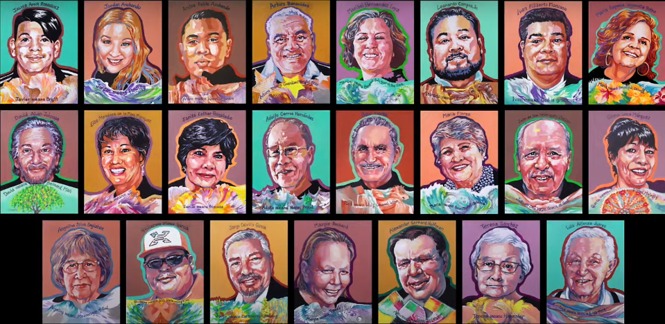 These are portraits of the 23 victims killed in the Aug. 3, 2019, Walmart mass shooting in El Paso. They were painted by Appalachian artist Ellen Elmes.