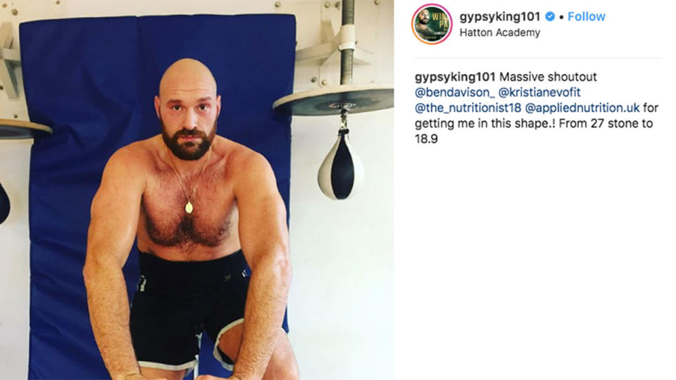 Tyson Fury will return to the ring after losing a stunning 50 kilograms. Pic: Tyson Fury | Instagram