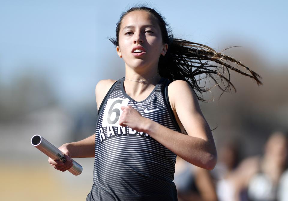 Randall's Cameron McConnell competes in the 4x400 meter relay at the Lubbock Invitational, Saturday, April 2, 2022, at PlainsCapital Park/Lowrey Field.