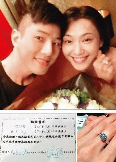 侯怡君（右）曾和卜元（左）有過婚約，男方曾怒指蕭大陸介入「處理」，為此侯怡君還出面道歉。（翻攝自卜元臉書）