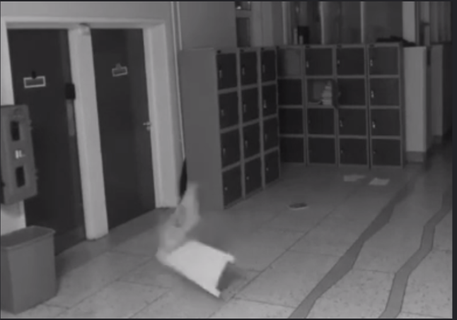 The ghost could be seen violently shaking lockers in the school. Photo: Deerpark CBS