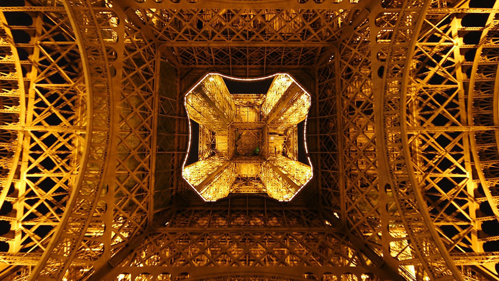  An image of the Eiffel Tower from below. 