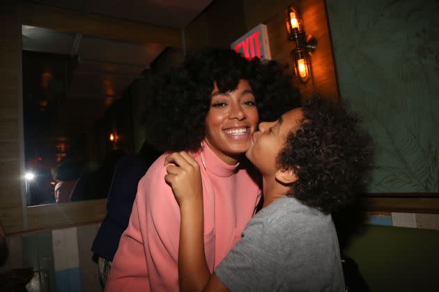 Solange Knowles and her son Julez at Baby's All Right, a venue in Brooklyn, New York, on May 4, 2014. (Photo: Johnny Nunez via Getty Images)