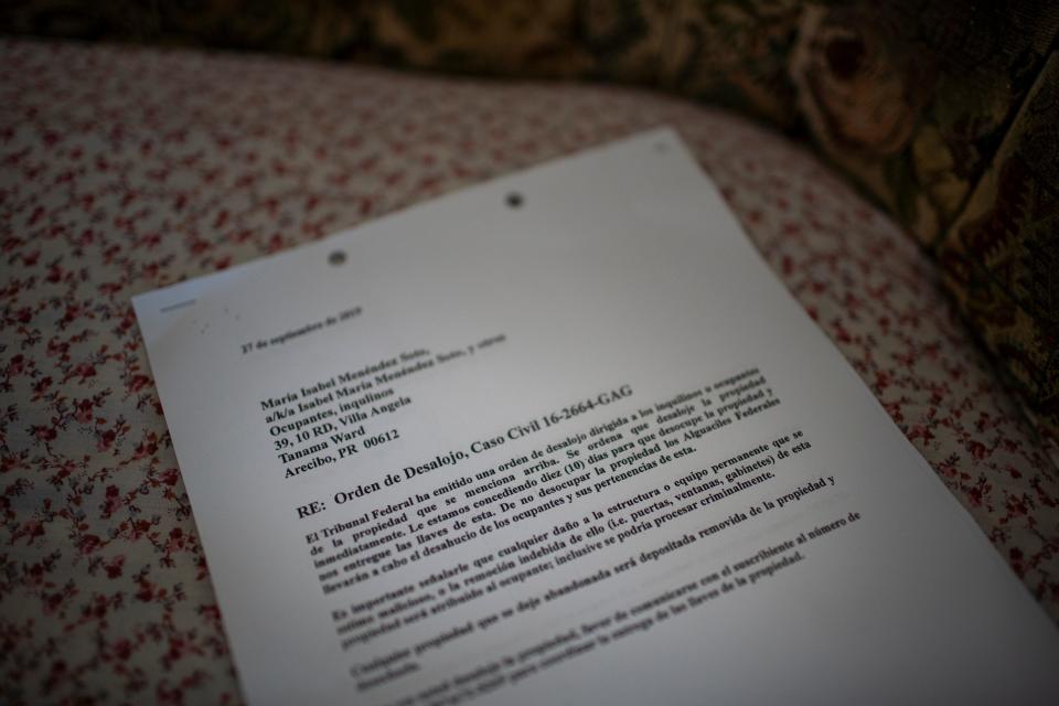 María Isabel Menéndez Soto said a marshal from the courts showed up with an eviction notice, a moment she described as crippling.