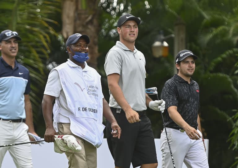 Abel Gallegos junto a Mateo Fernandez de Oliveira, dos de los argentinos que buscarán el título en el Latin América Amateur Championship