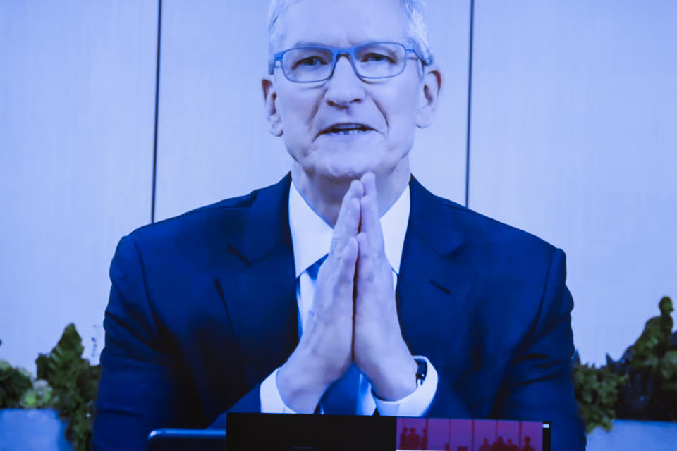 WASHINGTON, DC - JULY 29: Apple CEO Tim Cook speaks via video conference during the House Judiciary Subcommittee on Antitrust, Commercial and Administrative Law hearing on Online Platforms and Market Power in the Rayburn House office Building, July 29, 2020 on Capitol Hill in Washington, DC. (Photo by Graeme Jennings-Pool/Getty Images)