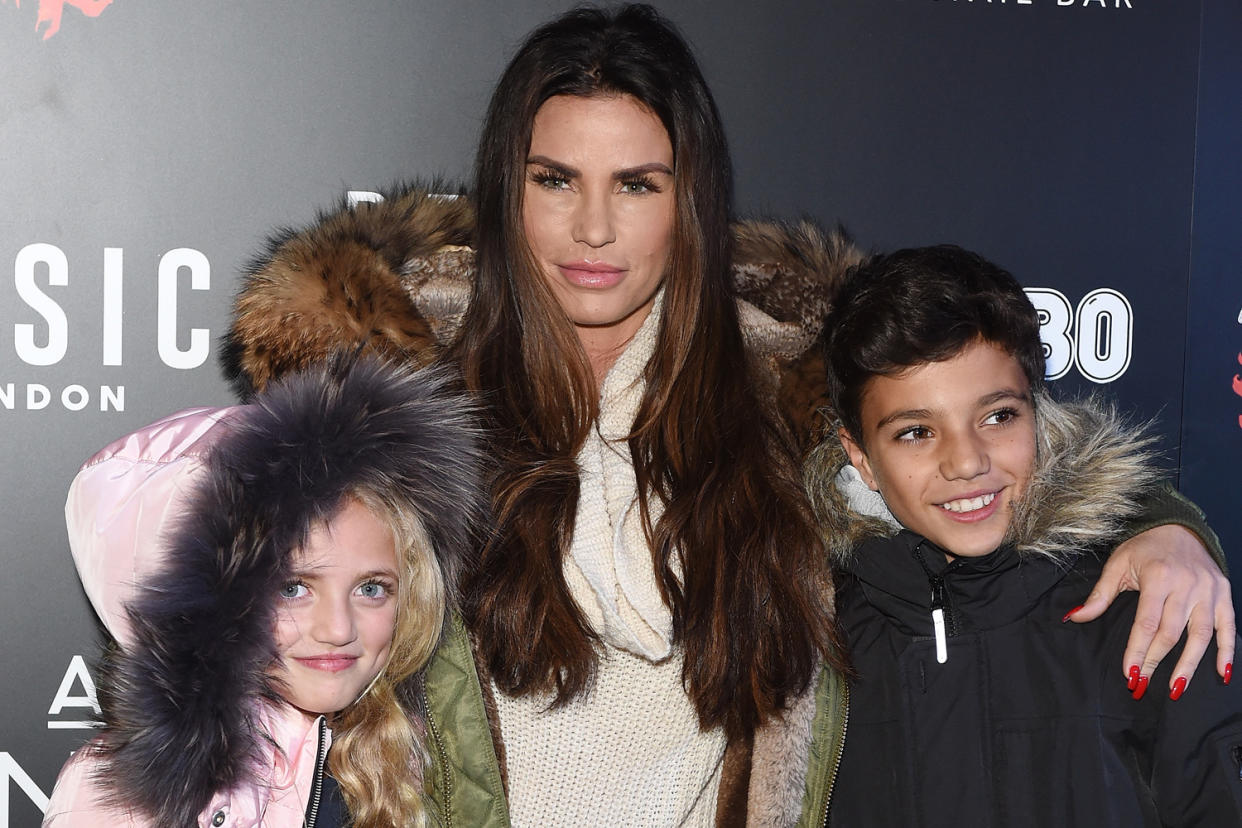 Hitting back: Katie Price with Princess and Junior: Getty Images