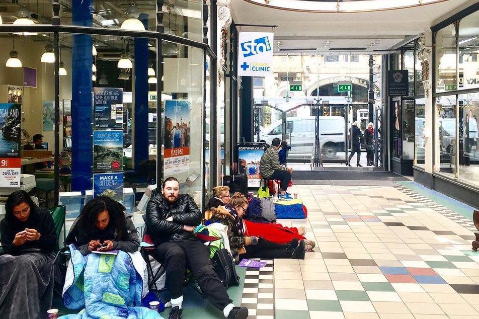 The queue in Manchester on Wednesday. (Barton Arcade MCR)