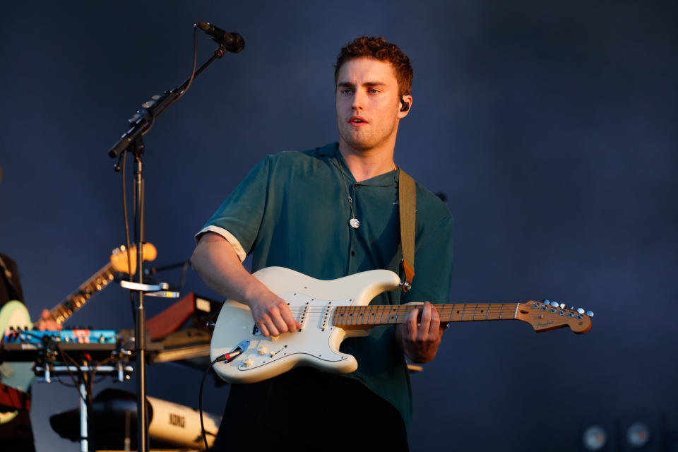 LONDON, ENGLAND - JULY 15: (EDITORIAL USE ONLY) Sam Fender performs at Finsbury Park on July 15, 2022 in London, England. (Photo by Burak Cingi/Redferns)