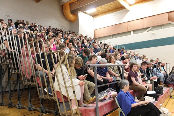 At Monroe County Community College's 57th annual commencement ceremony, family and friends filled the Gerald Welch Health Education Building gymnasium.