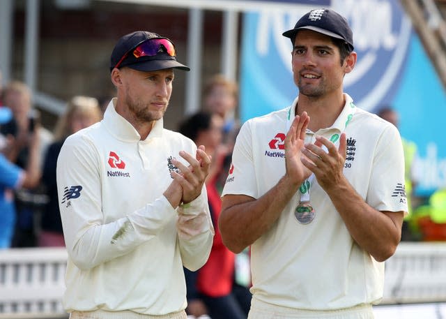 Joe Root, left, and Sir Alastair Cook