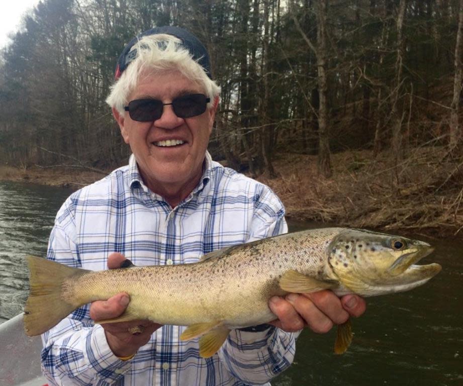 Bob Lewis with a big brown trout from the Delaware River.