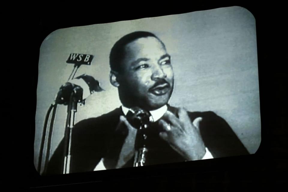 <div class="inline-image__caption"><p>Dr. Martin Luther King Jr. at the Riverside Church in New York City.</p></div> <div class="inline-image__credit">Bennett Raglin/WireImage</div>