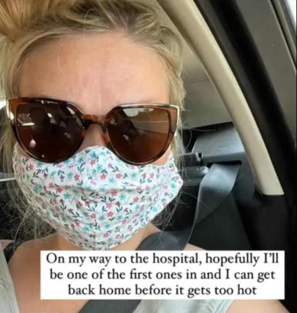 Melissa on the way to hospital (Instagram)