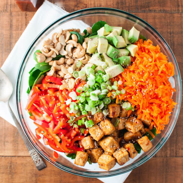 Korean BBQ Tofu Salad With Spicy Sesame Dressing